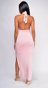 Hayes Pink Halter Cross Over Maxi Dress